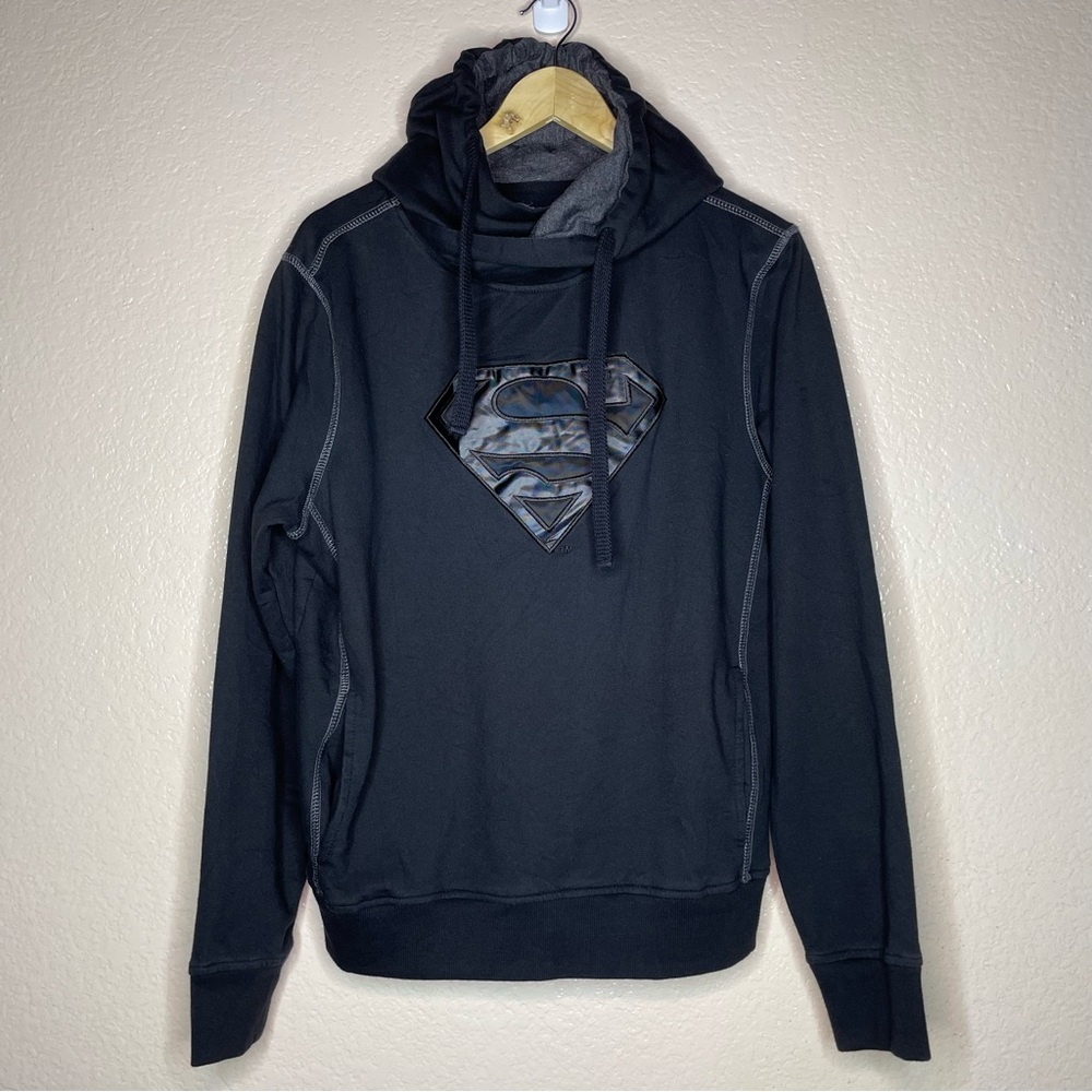 Six Flags Superman Hoodie Sweatshirt Embroidered Puff Print DC Justice League M
